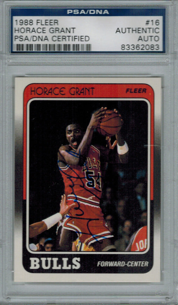 Horace Grant Signed Chicago Bulls 1988 Fleer Rookie Card #16 PSA/DNA - GRACAR200 - Horace Grant Signed Chicago Bulls 1988 Fleer Rookie Card #16 PSA/DNA product image