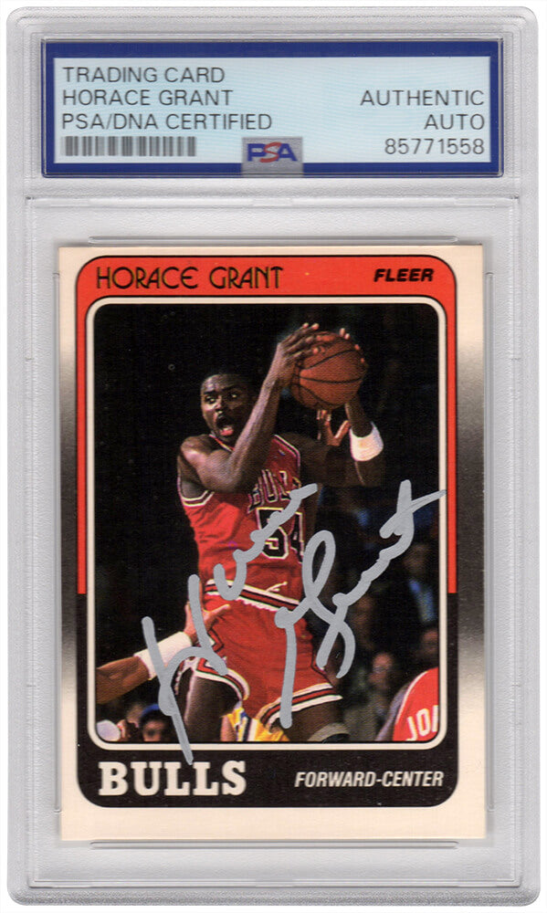 Horace Grant Signed Chicago Bulls 1988 Fleer Rookie Basketball Card #16 (In Silver) - (PSA Encapsulated) - GRACAR203 - Horace Grant Signed Chicago Bulls 1988 Fleer Rookie Basketball Card #16 (In Silver) - (PSA Encapsulated) product image