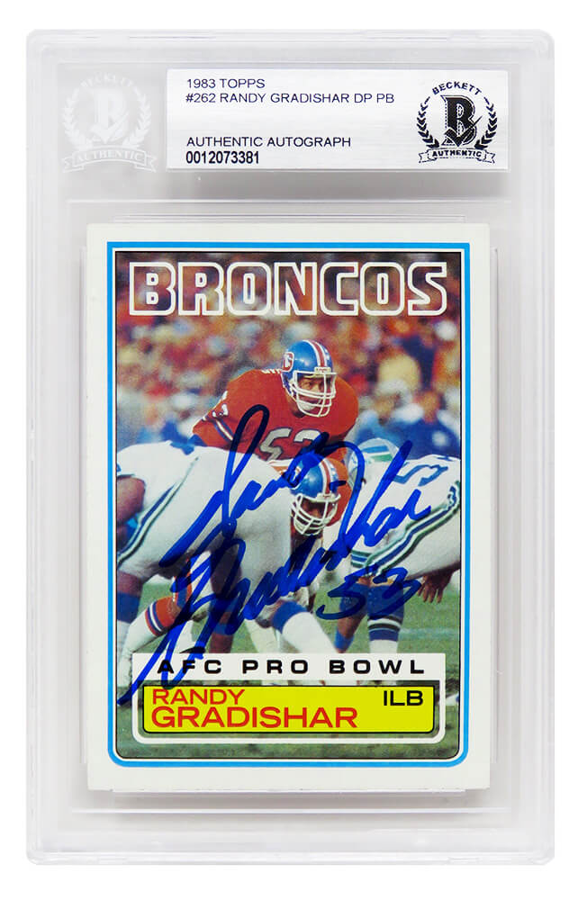 Randy Gradishar Signed Denver Broncos 1983 Topps Football Trading Card #262 (Beckett Encapsulated) - GRACAR300 - Randy Gradishar Signed Denver Broncos 1983 Topps Football Trading Card #262 (Beckett Encapsulated) product image