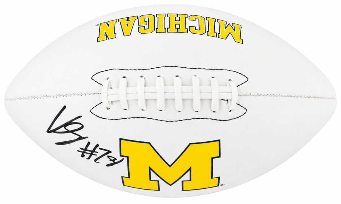 Kenneth Grant Signed Michigan Wolverines Logo Brands White Logo Football - GRAFTB340 - Kenneth Grant Signed Michigan Wolverines Logo Brands White Logo Football product image