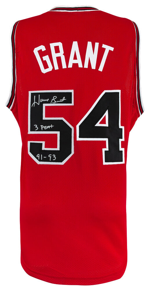 Horace Grant Signed Red Custom Basketball Jersey w/3 Peat 91-93 - GRAJRY202 - Horace Grant Signed Red Custom Basketball Jersey w/3 Peat 91-93 product image