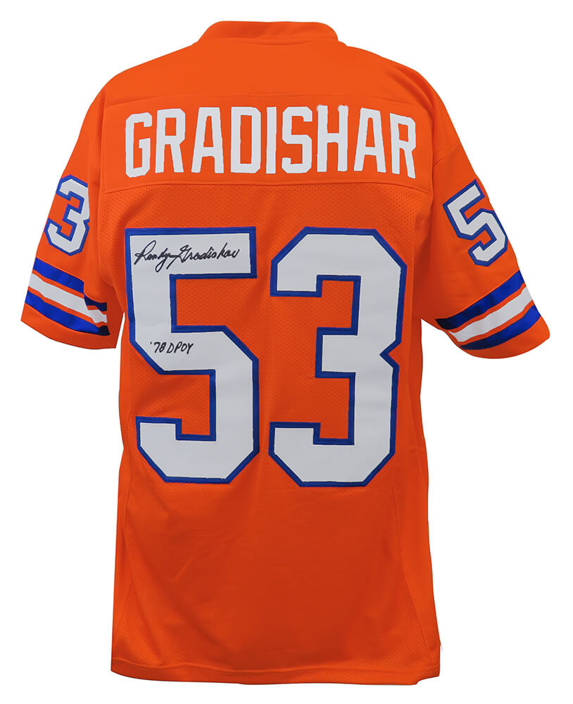 Randy Gradishar Signed Orange T/B Custom Football Jersey w/78 DPOY - GRAJRY302 - Randy Gradishar Signed Orange T/B Custom Football Jersey w/78 DPOY product image