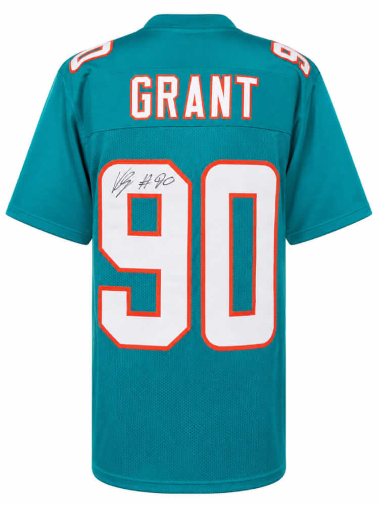 Kenneth Grant Signed Teal Custom Football Jersey - GRAJRY312 - Kenneth Grant Signed Teal Custom Football Jersey product image