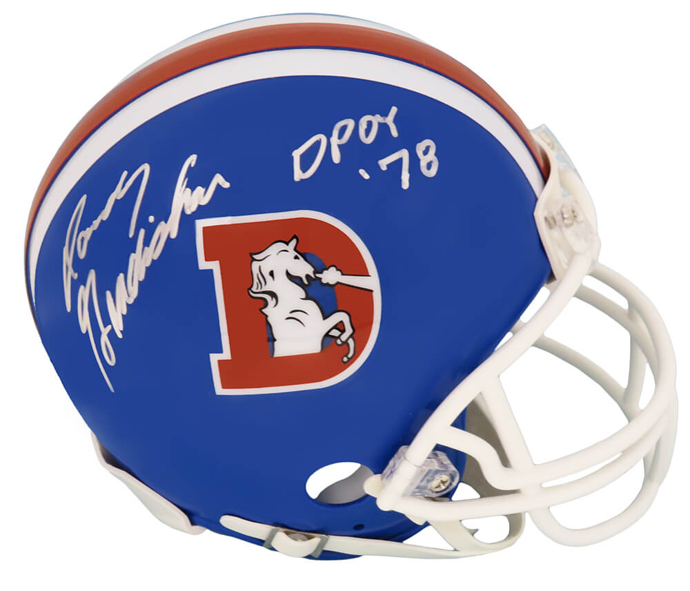 Randy Gradishar Signed Denver Broncos Throwback 'D Logo' Riddell Mini Helmet w/DPOY'78 - GRAMIN315 - Randy Gradishar Signed Denver Broncos Throwback 'D Logo' Riddell Mini Helmet w/DPOY'78 product image
