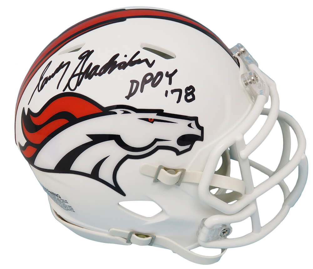 Randy Gradishar Signed Denver Broncos Flat White Matte Riddell Speed Mini Helmet w/DPOY'78 - GRAMIN317 - Randy Gradishar Signed Denver Broncos Flat White Matte Riddell Speed Mini Helmet w/DPOY'78 product image