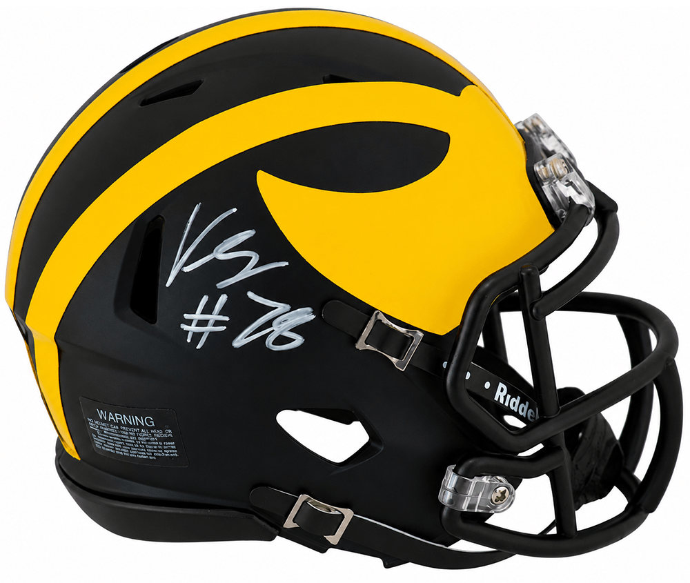 Kenneth Grant Signed Michigan Wolverines Riddell Speed Mini Helmet - GRAMIN340 - Kenneth Grant Signed Michigan Wolverines Riddell Speed Mini Helmet product image