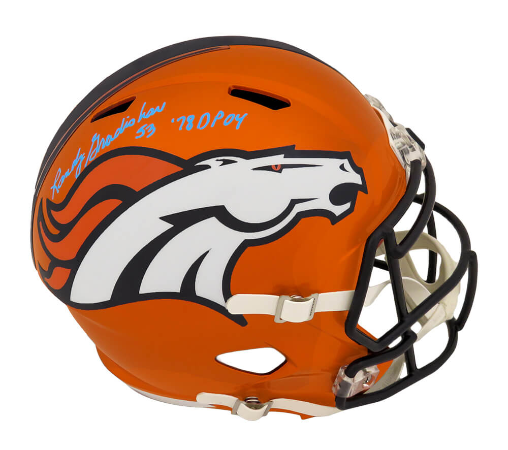 Randy Gradishar Signed Denver Broncos FLASH Riddell Full Size Speed Replica Helmet w/78 DPOY - GRAREP317 - Randy Gradishar Signed Denver Broncos FLASH Riddell Full Size Speed Replica Helmet w/78 DPOY product image