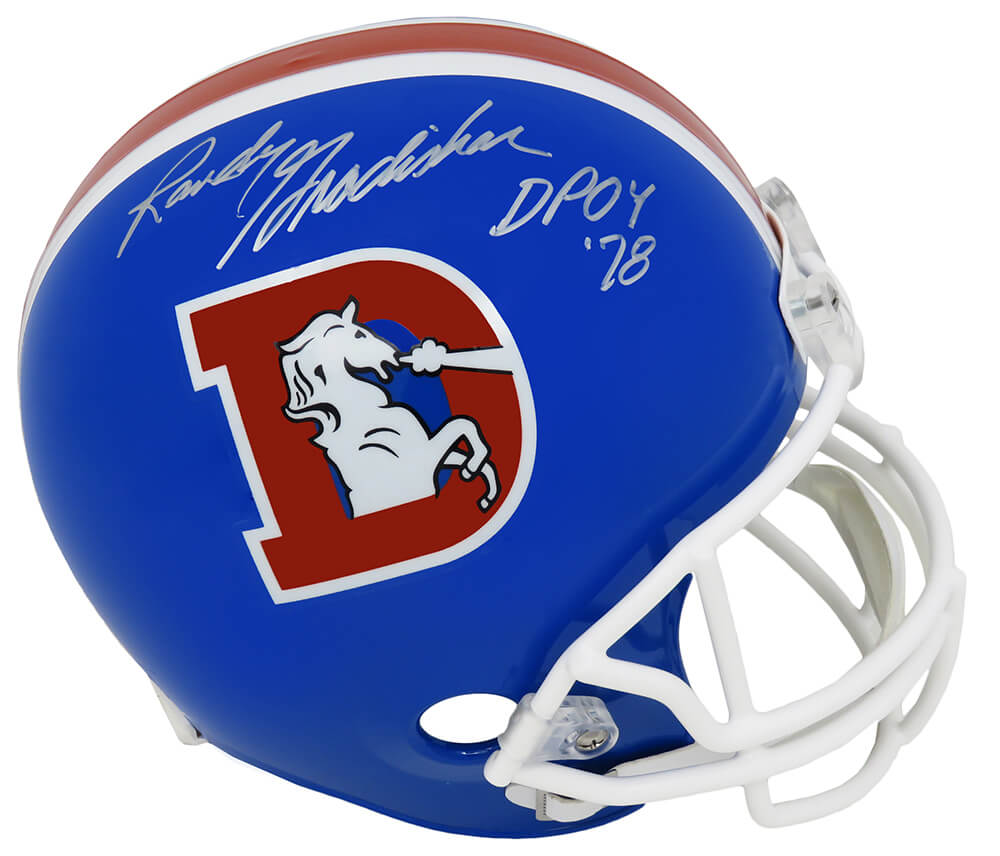 Randy Gradishar Signed Denver Broncos Throwback 'D Logo' Riddell Full Size Replica Helmet w/DPOY'78 - GRAREP310 - Randy Gradishar Signed Denver Broncos Throwback 'D Logo' Riddell Full Size Replica Helmet w/DPOY'78 product image