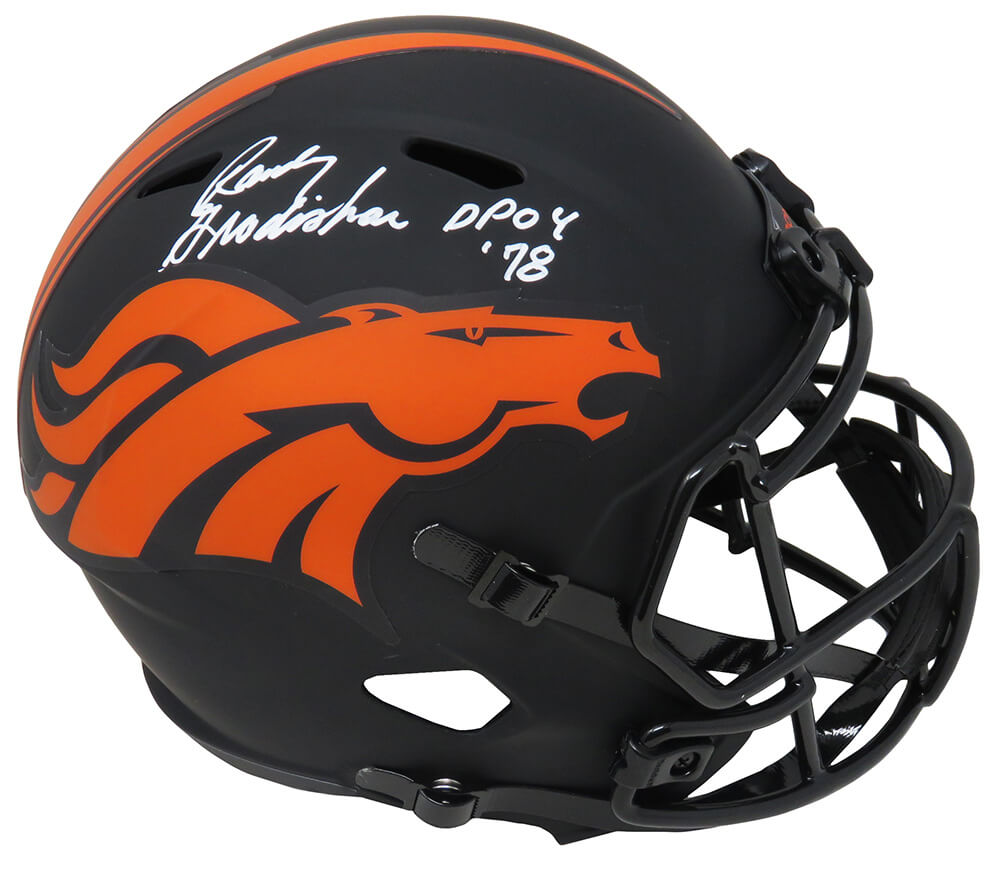 Randy Gradishar Signed Denver Broncos Eclipse Black Matte Riddell Full Size Speed Replica Helmet w/DPOY'78 - GRAREP313 - Randy Gradishar Signed Denver Broncos Eclipse Black Matte Riddell Full Size Speed Replica Helmet w/DPOY'78 product image