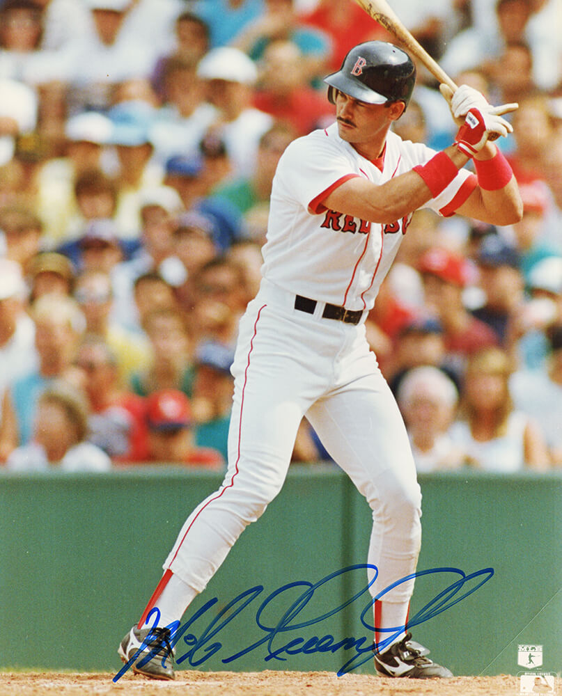 Mike Greenwell Signed Boston Red Sox White Jersey Batting 8x10 Photo - GRE08P102 - Mike Greenwell Signed Boston Red Sox White Jersey Batting 8x10 Photo product image