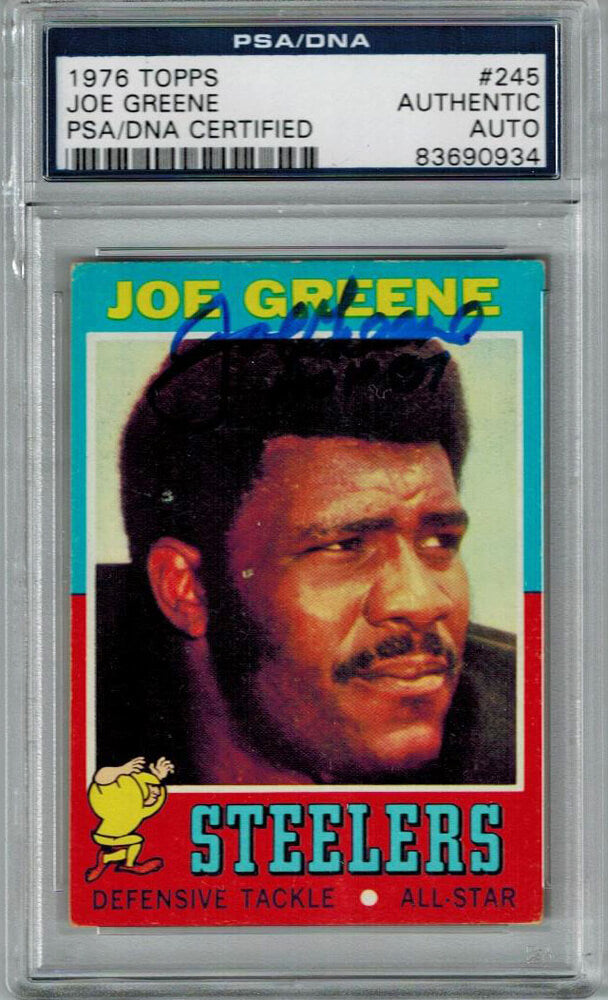 Joe Greene Signed Steelers 1971 Topps Rookie Card #245 w/HOF'87 - PSA/DNA - GRECAR300 - Joe Greene Signed Steelers 1971 Topps Rookie Card #245 w/HOF'87 - PSA/DNA product image
