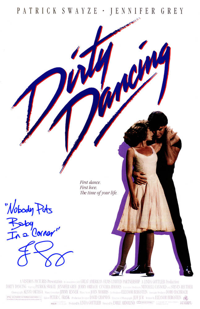 Jennifer Grey Signed Dirty Dancing 11x17 Movie Poster w/Nobody Puts Baby In A Corner - GREPST501 - Jennifer Grey Signed Dirty Dancing 11x17 Movie Poster w/Nobody Puts Baby In A Corner product image