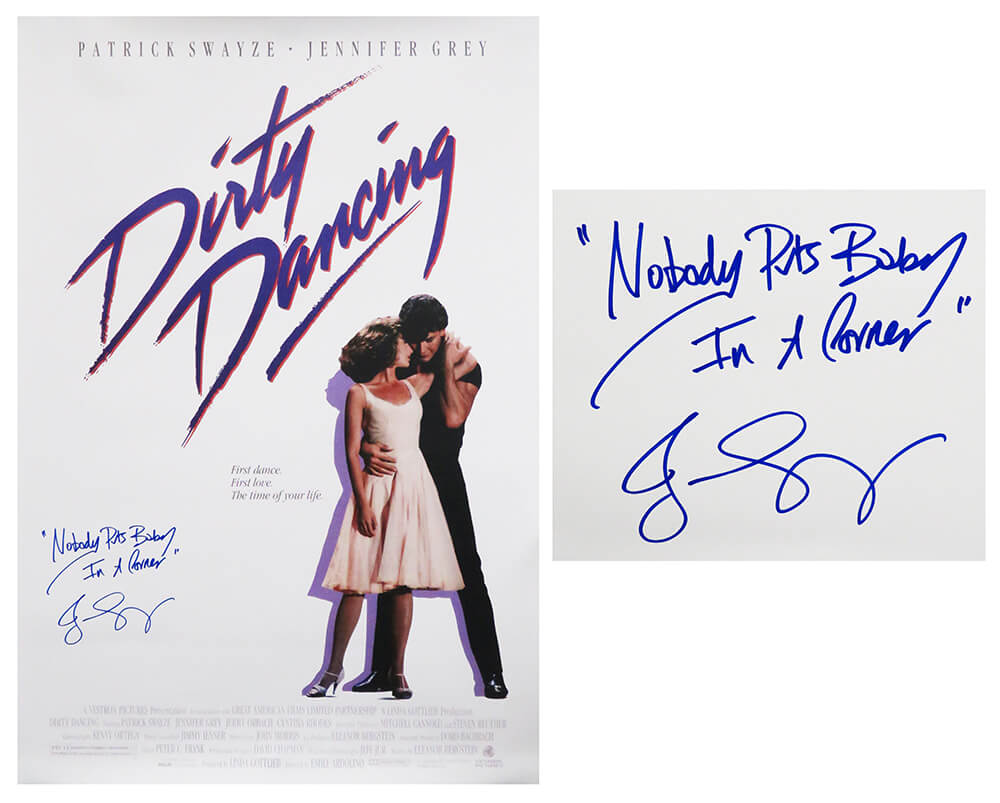 Jennifer Grey Signed Dirty Dancing 27x40 Movie Poster w/Nobody Puts Baby In A Corner - GREPST504 - Jennifer Grey Signed Dirty Dancing 27x40 Movie Poster w/Nobody Puts Baby In A Corner product image