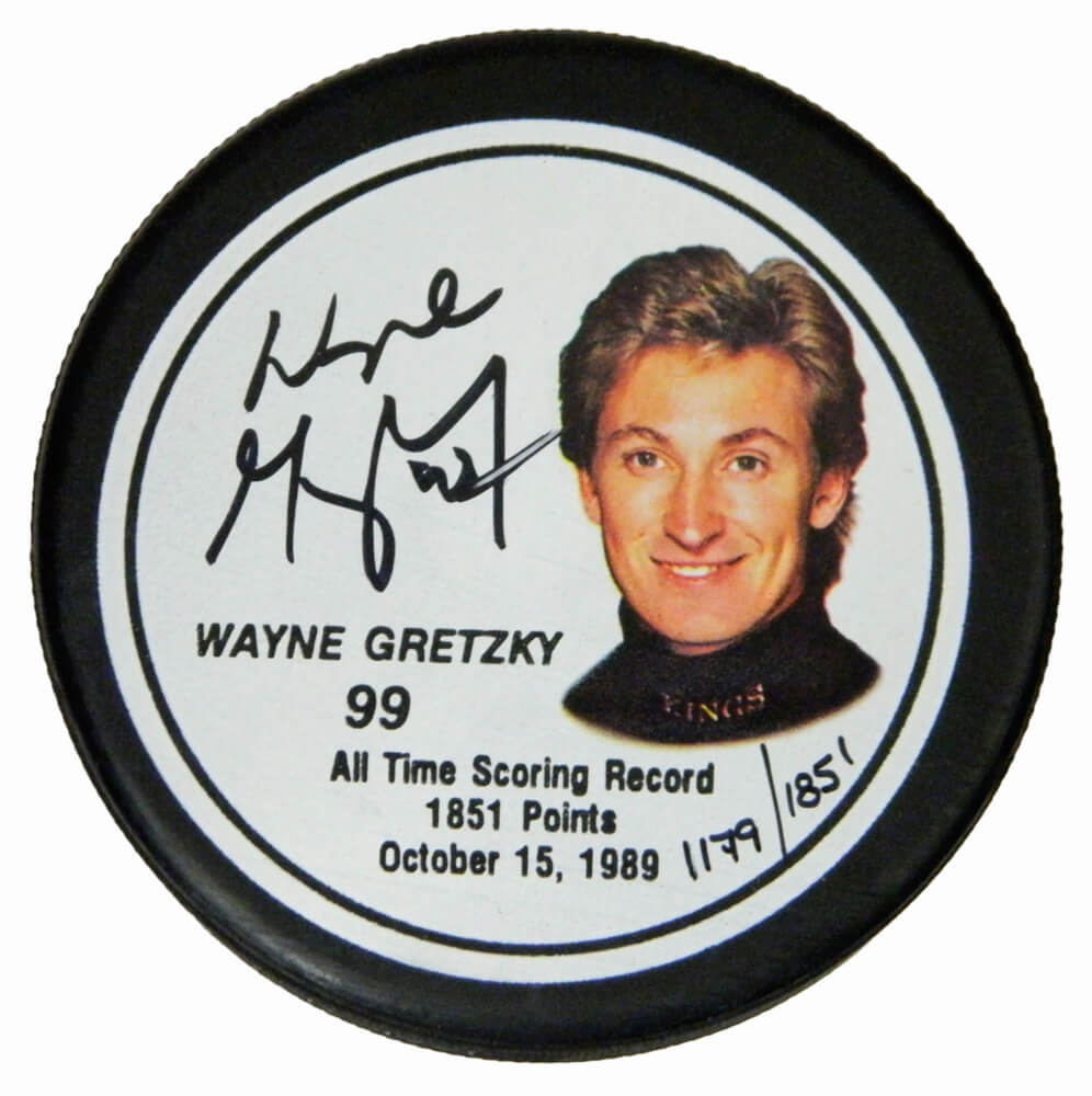Wayne Gretzky Signed Los Angeles Kings All Time Scoring Record Gretzky Image Limited Edition Hockey Puck - GREPUC403 - Wayne Gretzky Signed Los Angeles Kings All Time Scoring Record Gretzky Image Limited Edition Hockey Puck product image