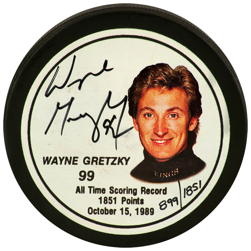 Wayne Gretzky Signed LA Kings All Time Scoring Record Gretzky Image LE #899/1851 Hockey Puck - (JSA Letter) - GREPUC407 - Wayne Gretzky Signed LA Kings All Time Scoring Record Gretzky Image LE #899/1851 Hockey Puck - (JSA Letter) product image