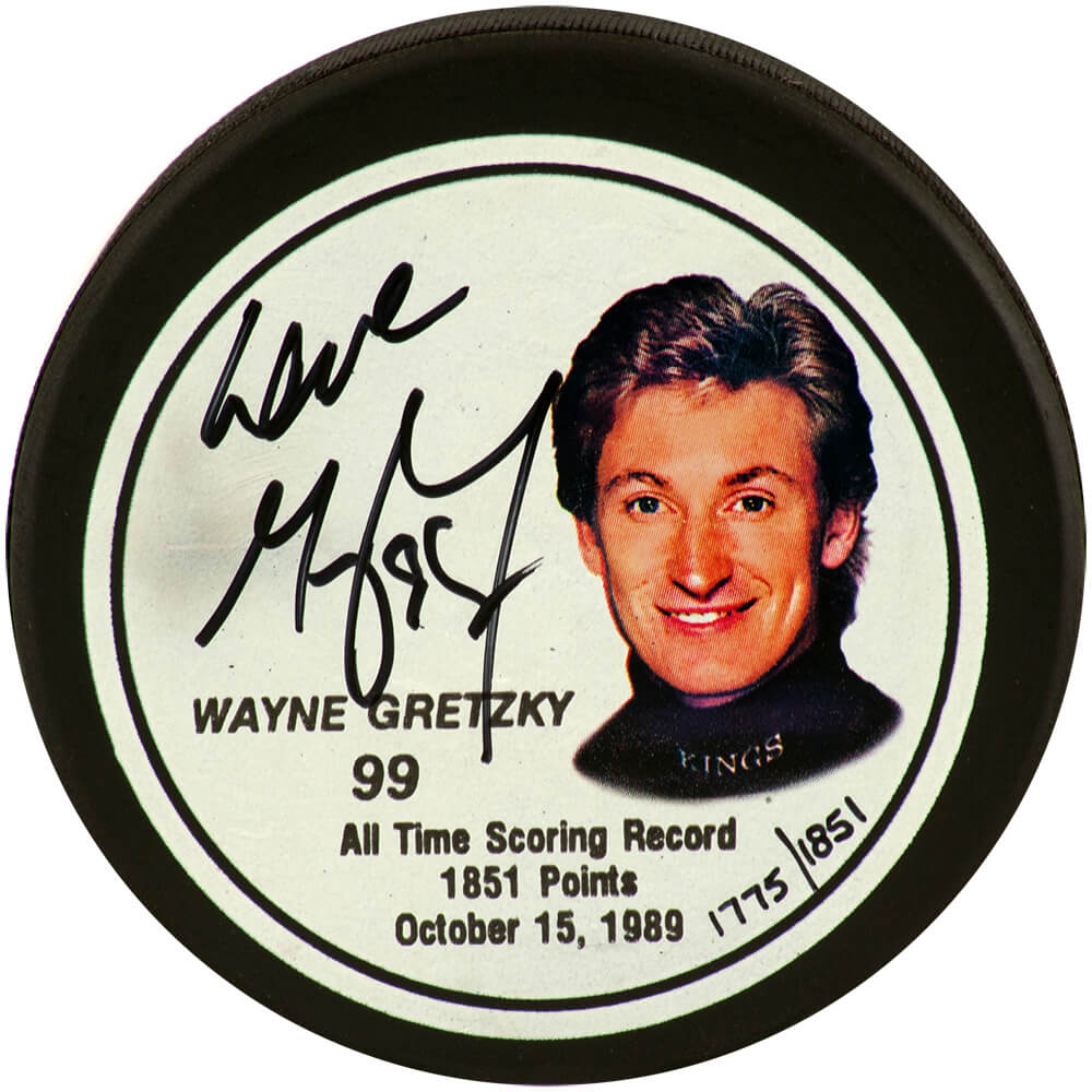 Wayne Gretzky Signed LA Kings All Time Scoring Record Gretzky Image LE #1775/1851 Hockey Puck - (PSA) - GREPUC409 - Wayne Gretzky Signed LA Kings All Time Scoring Record Gretzky Image LE #1775/1851 Hockey Puck - (PSA) product image