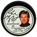 Wayne Gretzky Signed LA Kings All Time Scoring Record Gretzky Image LE #45/1851 Hockey Puck - (PSA) - GREPUC413 - Wayne Gretzky Signed LA Kings All Time Scoring Record Gretzky Image LE #45/1851 Hockey Puck - (PSA) product image