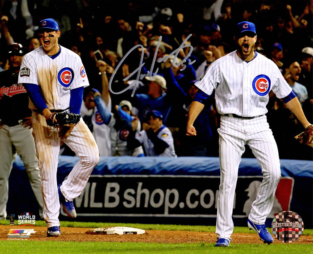 Justin Grimm Signed Chicago Cubs 2016 World Series Out At 1st Celebration With Anthony Rizzo 8x10 Photo - GRI08P101 - Justin Grimm Signed Chicago Cubs 2016 World Series Out At 1st Celebration With Anthony Rizzo 8x10 Photo product image