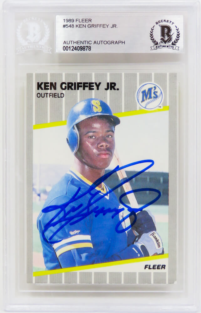 Ken Griffey Jr Signed Seattle Mariners 1989 Fleer Baseball Rookie Card #548 (Beckett Encapsulated) - GRICAR101 - Ken Griffey Jr Signed Seattle Mariners 1989 Fleer Baseball Rookie Card #548 (Beckett Encapsulated) product image