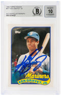 Ken Griffey Jr Signed Seattle Mariners 1989 Topps Traded Baseball Rookie Card #41T - (Beckett - Auto Grade 10) - GRICAR105 - Ken Griffey Jr Signed Seattle Mariners 1989 Topps Traded Baseball Rookie Card #41T - (Beckett - Auto Grade 10) product image
