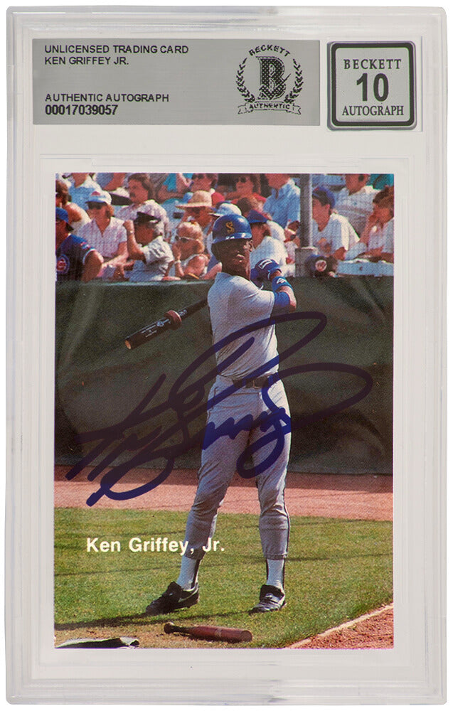 Ken Griffey Jr Signed Seattle Mariners 1989 Broder Cactus League All Stars Rookie Baseball Card #18 - (Beckett / Auto Grade 10) - GRICAR107 - Ken Griffey Jr Signed Seattle Mariners 1989 Broder Cactus League All Stars Rookie Baseball Card #18 - (Beckett / Auto Grade 10) product image