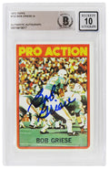 Bob Griese Signed Miami Dolphins 1972 Topps Pro Action Football Card #132 - (Beckett - Auto Grade 10) - GRICAR306 - Bob Griese Signed Miami Dolphins 1972 Topps Pro Action Football Card #132 - (Beckett - Auto Grade 10) product image