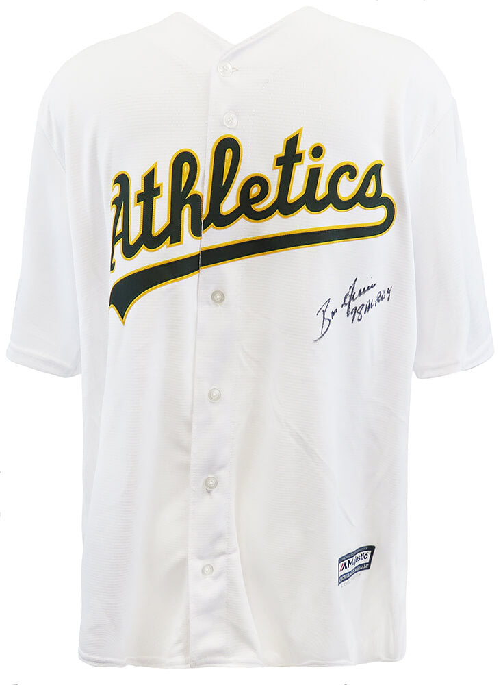 Ben Grieve Signed Oakland A's (Athletics) White Majestic Replica Baseball Jersey w/98 AL ROY - GRIJRY110 - Ben Grieve Signed Oakland A's (Athletics) White Majestic Replica Baseball Jersey w/98 AL ROY product image