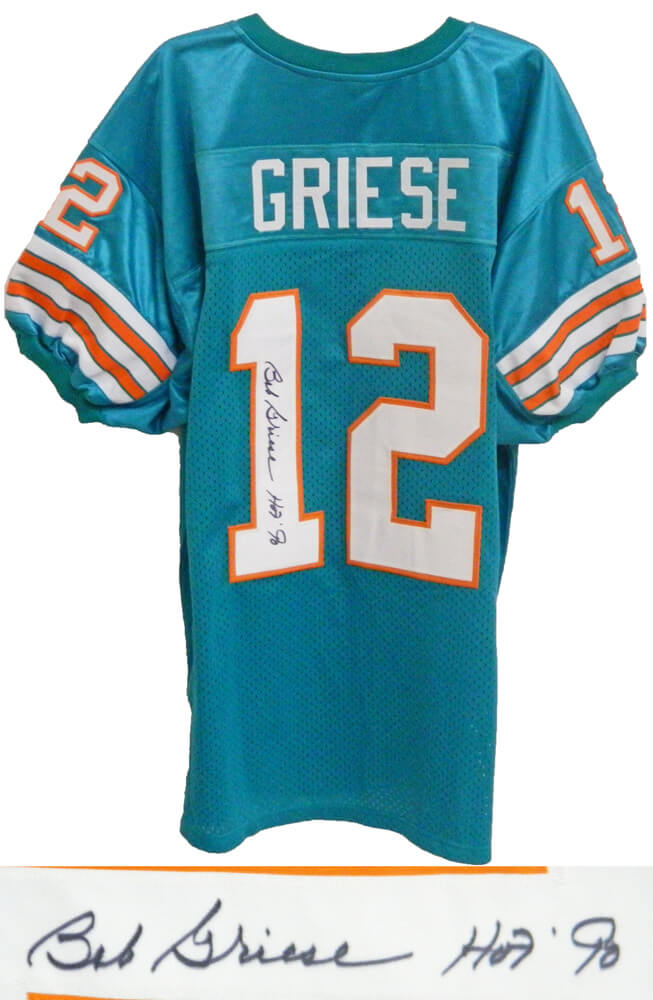 Bob Griese Signed Custom Teal Jersey w/HOF'90 - GRIJRY300 - Bob Griese Signed Custom Teal Jersey w/HOF'90 product image