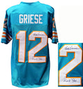 Bob Griese Signed Teal Custom Football Jersey w/HOF'90 - GRIJRY310 - Bob Griese Signed Teal Custom Football Jersey w/HOF'90 product image