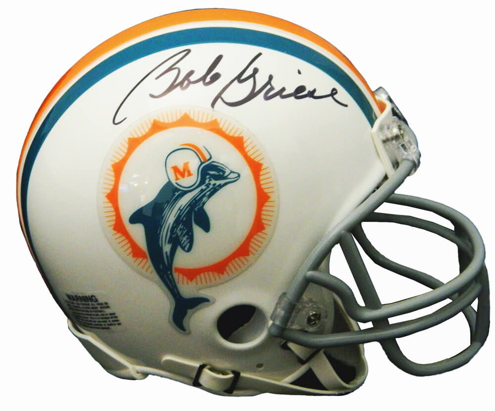 Bob Griese Signed Miami Dolphins 1972 Style Throwback Riddell Mini Helmet - GRIMIN310 - Bob Griese Signed Miami Dolphins 1972 Style Throwback Riddell Mini Helmet product image