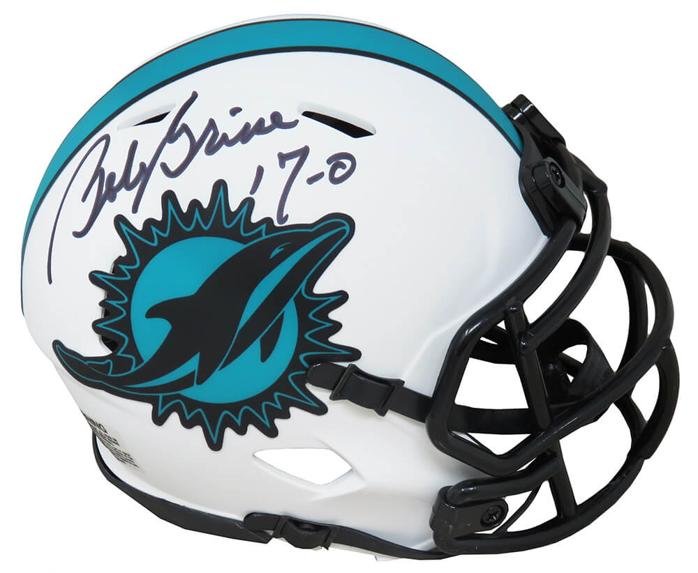 Bob Griese Signed Miami Dolphins Lunar Eclipse White Matte Riddell Speed Mini Helmet w/17-0 - GRIMIN315 - Bob Griese Signed Miami Dolphins Lunar Eclipse White Matte Riddell Speed Mini Helmet w/17-0 product image