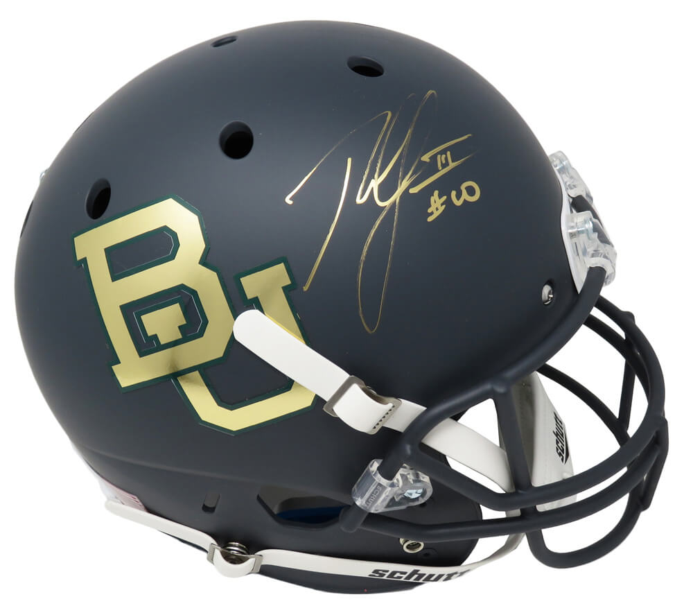 Robert Griffin III Signed Baylor Bears Black Matt Schutt Full Size Replica Helmet (In Gold) - GRIREP304 - Robert Griffin III Signed Baylor Bears Black Matt Schutt Full Size Replica Helmet (In Gold) product image