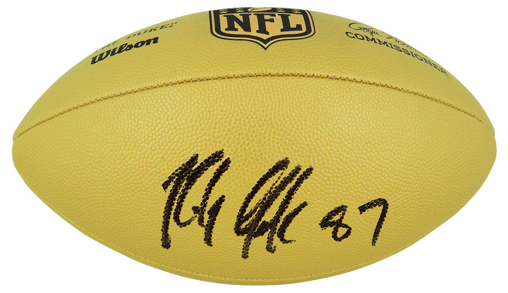 Rob Gronkowski Signed Wilson Duke Gold Metallic NFL Full Size Replica Football - GROFTB301 - Rob Gronkowski Signed Wilson Duke Gold Metallic NFL Full Size Replica Football product image