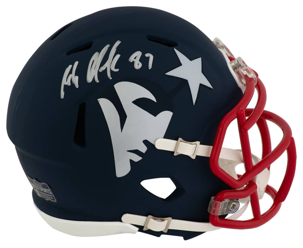 Rob Gronkowski Signed New England Patriots AMP Riddell Speed Mini Helmet - (Radtke) - GROMIN302 - Rob Gronkowski Signed New England Patriots AMP Riddell Speed Mini Helmet - (Radtke) product image