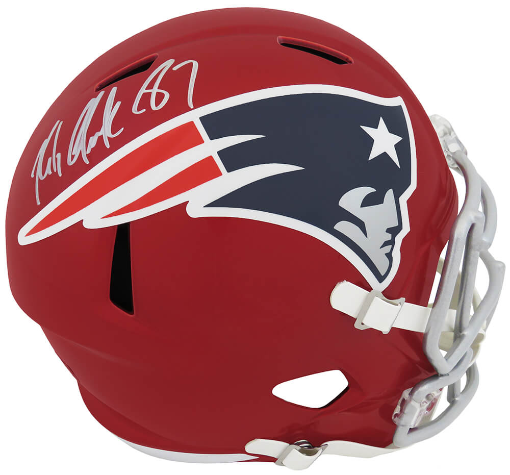 Rob Gronkowski Signed New England Patriots FLASH Riddell Full Size Speed Replica Helmet - (Radtke / Gronkowski Holo) - GROREP300 - Rob Gronkowski Signed New England Patriots FLASH Riddell Full Size Speed Replica Helmet - (Radtke / Gronkowski Holo) product image