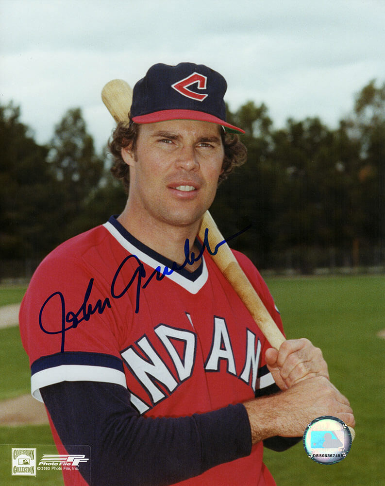 Johnny Grubb Signed Cleveland Indians Pose With Bat 8x10 Photo - GRU08P100TW - Johnny Grubb Signed Cleveland Indians Pose With Bat 8x10 Photo product image