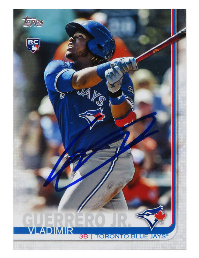 Vladimir Guerrero Jr Signed Toronto Blue Jays 2019 Topps Series 2 Rookie Baseball Trading Card (No #) - GUECAR100 - Vladimir Guerrero Jr Signed Toronto Blue Jays 2019 Topps Series 2 Rookie Baseball Trading Card (No #) product image