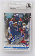 Vladimir Guerrero Jr Signed Toronto Blue Jays 2019 Topps Series 2 Rookie Baseball Trading Card (No #) (Beckett Encapsulated) - GUECAR101 - Vladimir Guerrero Jr Signed Toronto Blue Jays 2019 Topps Series 2 Rookie Baseball Trading Card (No #) (Beckett Encapsulated) product image