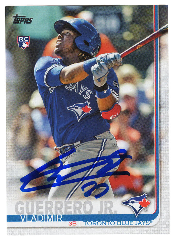 Vladimir Guerrero Jr Signed Toronto Blue Jays 2019 Topps Series 2 Rookie Baseball Trading Card (No #) - (Vlad Holo) - GUECAR104 - Vladimir Guerrero Jr Signed Toronto Blue Jays 2019 Topps Series 2 Rookie Baseball Trading Card (No #) - (Vlad Holo) product image