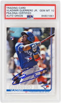 Vladimir Guerrero Jr Signed Toronto Blue Jays 2019 Topps Series 2 Rookie Baseball Card (No #) (PSA/DNA - Auto Grade 10) - GUECAR107 - Vladimir Guerrero Jr Signed Toronto Blue Jays 2019 Topps Series 2 Rookie Baseball Card (No #) (PSA/DNA - Auto Grade 10) product image