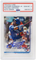 Vladimir Guerrero Jr Signed Blue Jays 2019 Topps Series 2 Rookie Baseball Card (No #) - (Vlad Holo)(PSA Encapsulated - Auto Grade 10) - GUECAR111 - Vladimir Guerrero Jr Signed Blue Jays 2019 Topps Series 2 Rookie Baseball Card (No #) - (Vlad Holo)(PSA Encapsulated - Auto Grade 10) product image