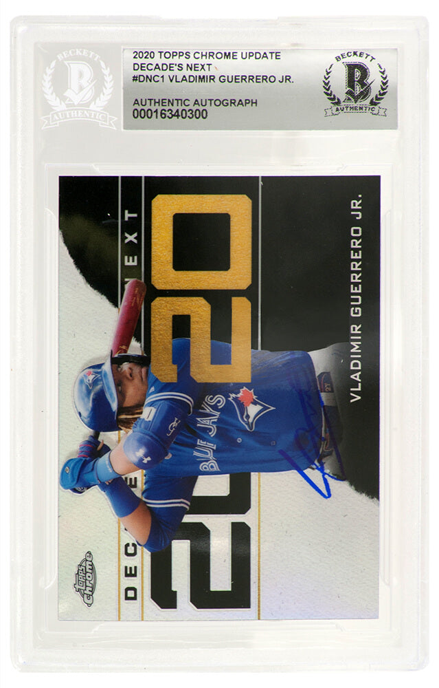 Vladimir Guerrero Jr. Signed Blue Jays 2020 Topps Chrome Update Decade's Next Baseball Card #DNC1 - (Beckett Encapsulated) - GUECAR112 - Vladimir Guerrero Jr. Signed Blue Jays 2020 Topps Chrome Update Decade's Next Baseball Card #DNC1 - (Beckett Encapsulated) product image
