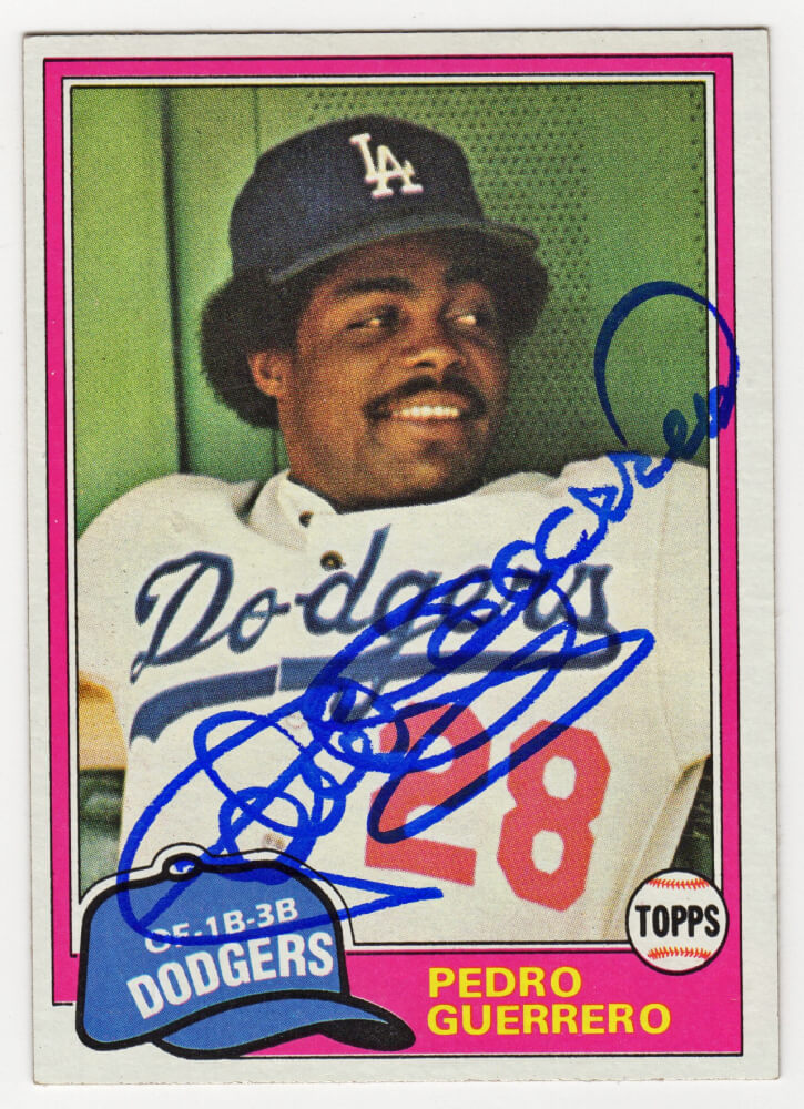Pedro Guerrero Signed Los Angeles Dodgers 1981 Topps Baseball Card #651 - GUECAR120 - Pedro Guerrero Signed Los Angeles Dodgers 1981 Topps Baseball Card #651 product image