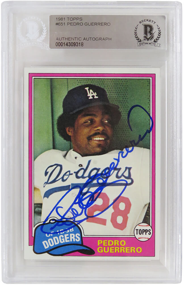Pedro Guerrero Signed Los Angeles Dodgers 1981 Topps Baseball Card #651 (Beckett Encapsulated) - GUECAR121 - Pedro Guerrero Signed Los Angeles Dodgers 1981 Topps Baseball Card #651 (Beckett Encapsulated) product image