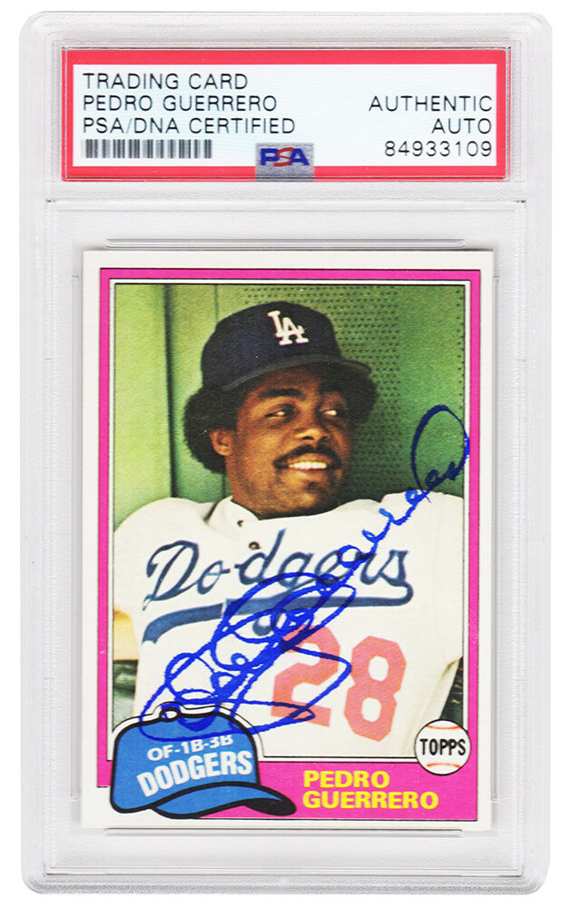 Pedro Guerrero Signed Los Angeles Dodgers 1981 Topps Baseball Card #651 (PSA Encapsulated) - GUECAR122 - Pedro Guerrero Signed Los Angeles Dodgers 1981 Topps Baseball Card #651 (PSA Encapsulated) product image