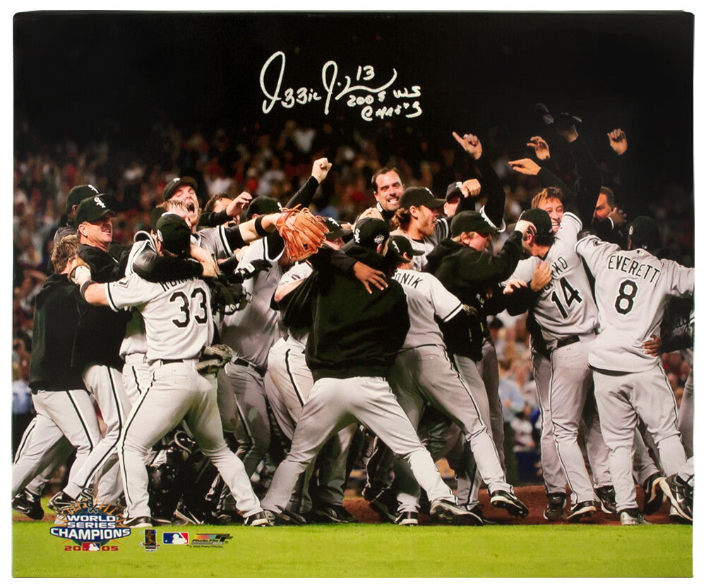 Ozzie Guillen Signed Chicago White Sox 2005 World Series Champions Team Celebration 20x24 Canvas w/05 WS Champs - GUI20P100 - Ozzie Guillen Signed Chicago White Sox 2005 World Series Champions Team Celebration 20x24 Canvas w/05 WS Champs product image