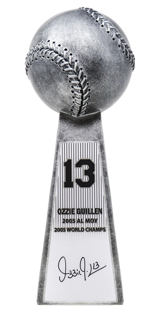 Ozzie Guillen Signed Baseball World Champion 14 Inch Replica Silver Trophy - GUITRO100 - Ozzie Guillen Signed Baseball World Champion 14 Inch Replica Silver Trophy product image