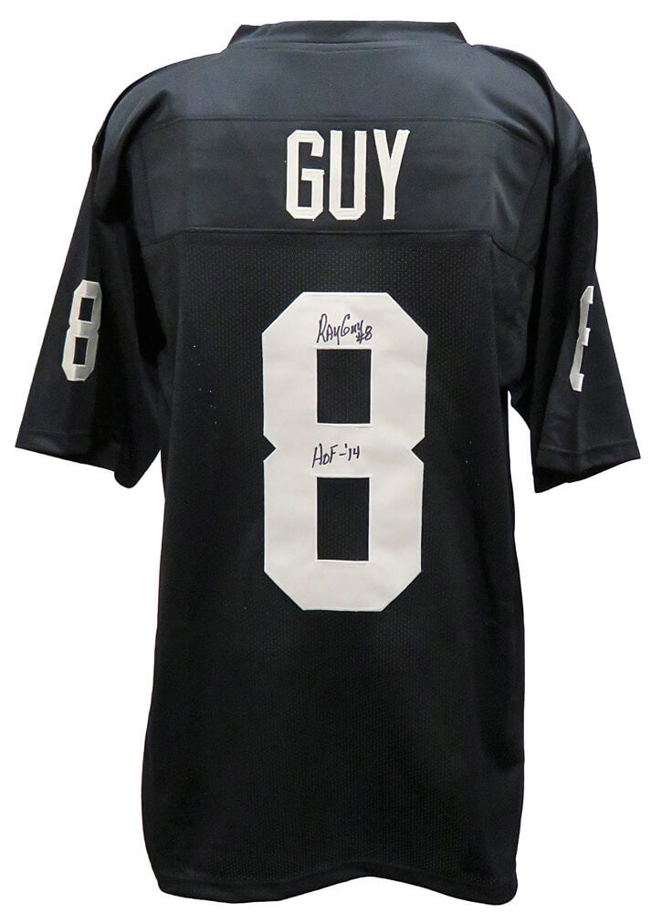 Ray Guy Signed Black Custom Football Jersey w/HOF'14 - GUYJRY301 - Ray Guy Signed Black Custom Football Jersey w/HOF'14 product image