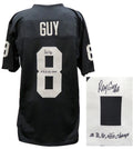 Ray Guy Signed Black Custom Football Jersey w/SB XI, XV, XVIII Champs - GUYJRY302 - Ray Guy Signed Black Custom Football Jersey w/SB XI, XV, XVIII Champs product image