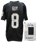 Ray Guy Signed Black Custom Football Jersey w/Dr. Hangtime - GUYJRY303 - Ray Guy Signed Black Custom Football Jersey w/Dr. Hangtime product image